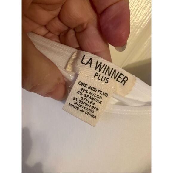 LA Winner 2 Pk Camis w/ Shelf Bra OS Plus - Picture 10 of 14